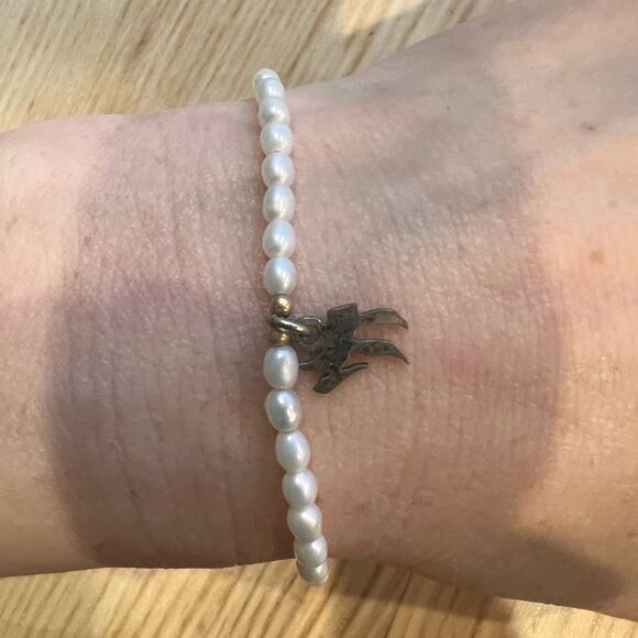 Real pearl chai bracelet genuine freshwater pearls sterling silver Hebrew letter - Picture 4 of 10